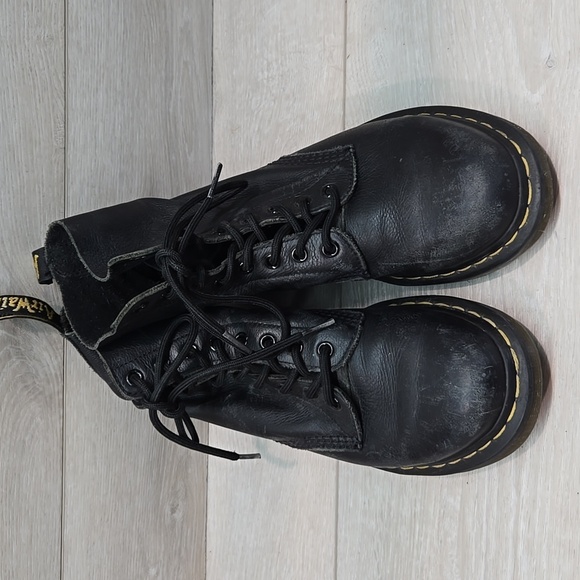 Dr.Martens Women 1460 Black Leather Motp High Top Lace-Up Boots Shoes Sz 8 - Picture 3 of 14